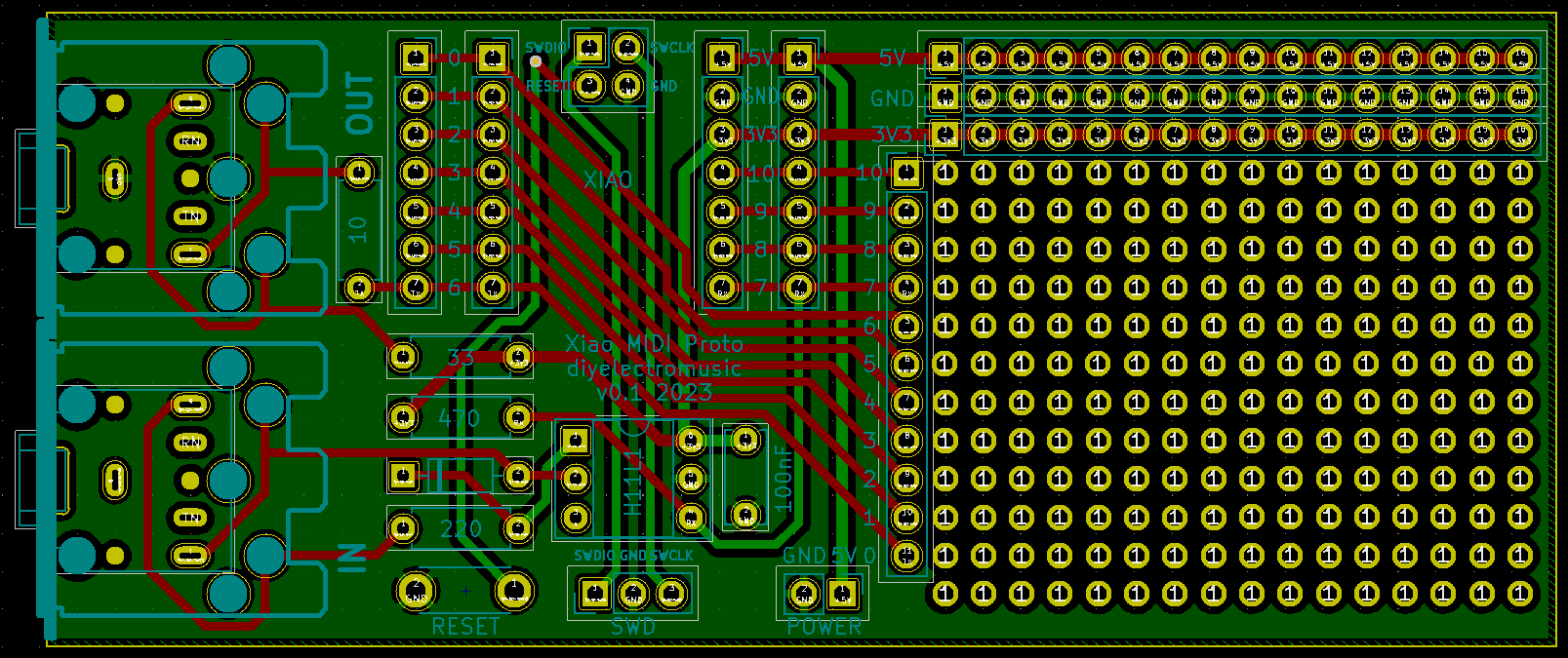 XIAO MIDI Proto PCB – Simple DIY Electronic Music Projects